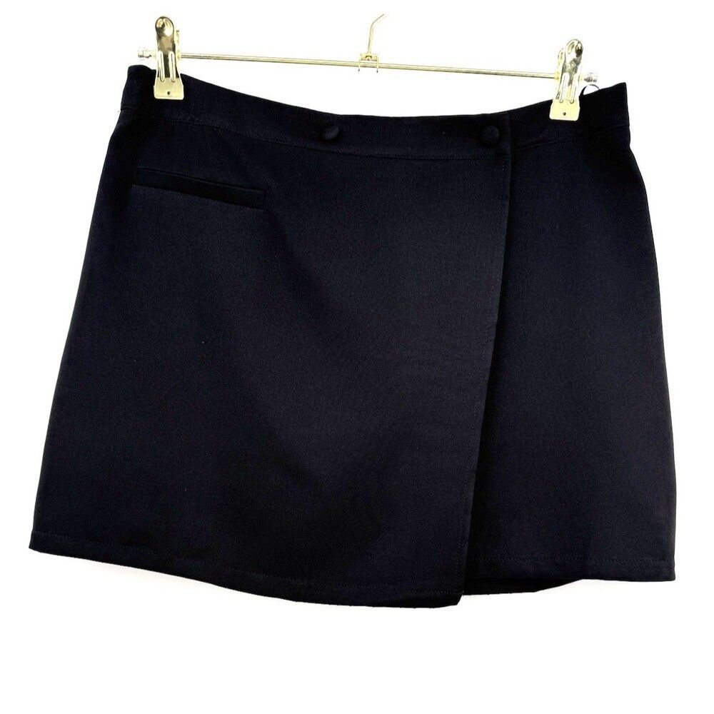 Boohoo Womens 8 Black Tailored True Wrap Mini Skirt NWT Preppy Chic